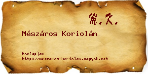 Mészáros Koriolán névjegykártya